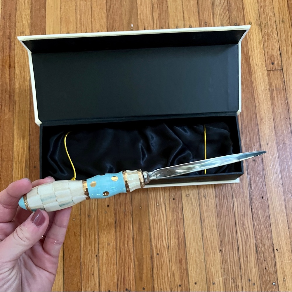 MacKenzie Childs letter opener in parchment check